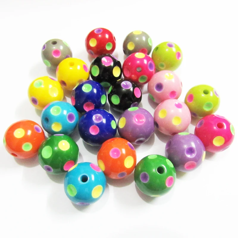 Newest !! 20mm 100pcs/lot Colorful Polka Dot Beads For Chunky Kids Necklace/Jewelry | Украшения и аксессуары