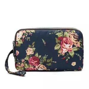 Женская модная сумка на ремешке для телефона с узором, водонепроницаемый нейлоновый клатч на 3 молнии, кошелек для монет с цветочным принтом, длинный женский кошелек - Цвет: 1 Wallets