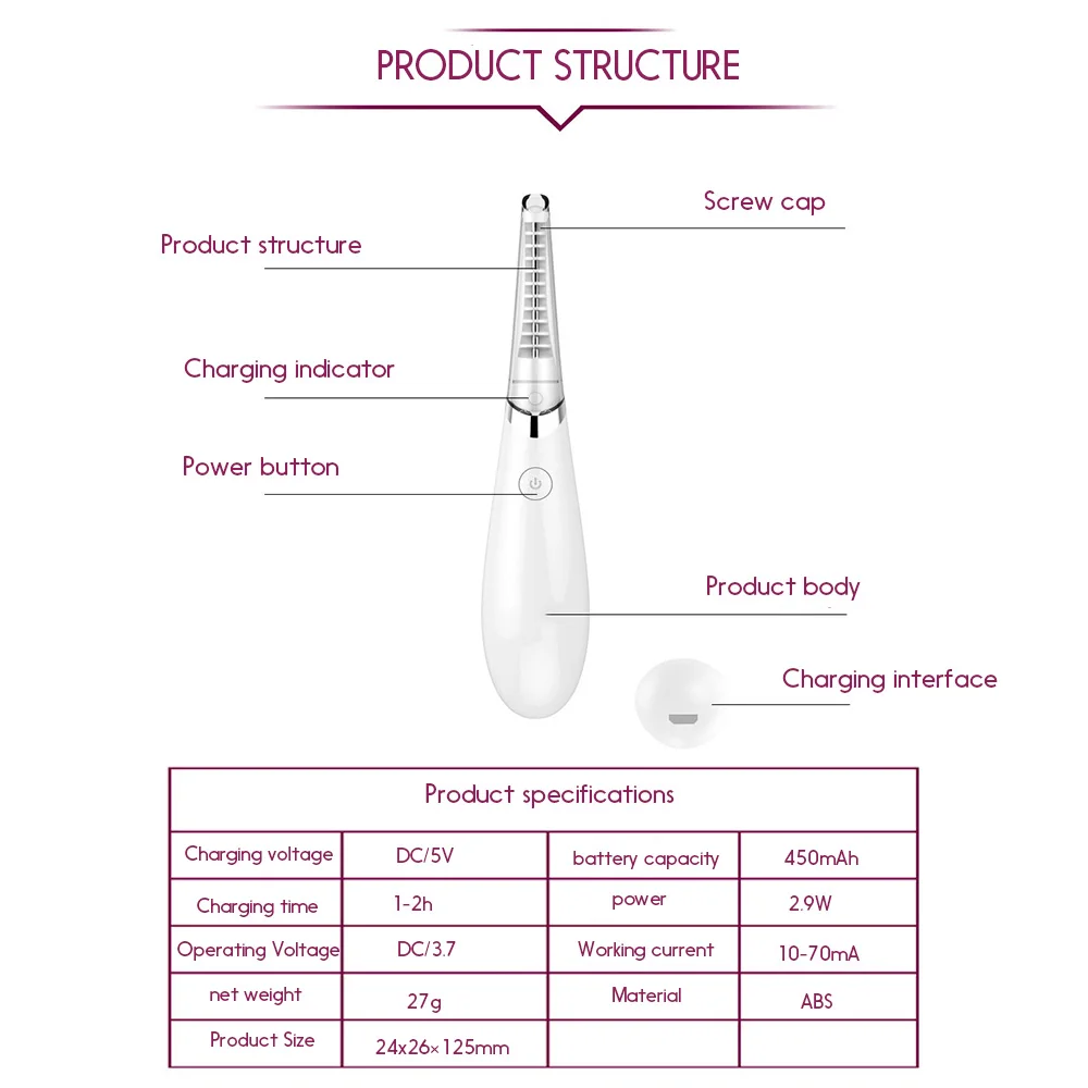 Электрический Подогрев ресниц долговечное устройство красоты USB Перезаряжаемый электрический утюг для завивки ресниц