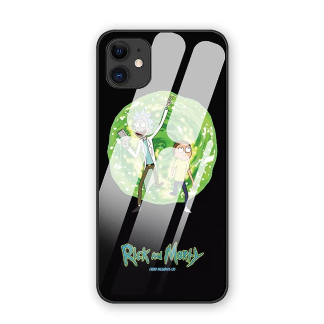 Новые чехлы Rick and Morty для iphone 7 8 6 6S Plus Роскошный чехол из закаленного стекла для телефона iphone 11 11Pro X XR XS MAX - Цвет: 2
