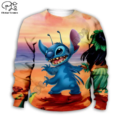 Детская одежда Lilo Stitch 3D Толстовка с капюшоном для маленьких мальчиков и девочек; Пляжный пуловер с принтом; свитер с длинными рукавами с героями мультфильмов; уличная одежда; костюм 2 - Color: Kids Sweatshirt