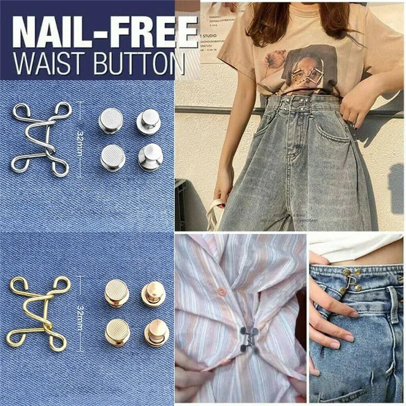 

Nail-free Waist Buckle Adjustable Snap Button Adjust Waist Detachable Buckle Jeans Clothing Waist Extension Buckle Pants Button