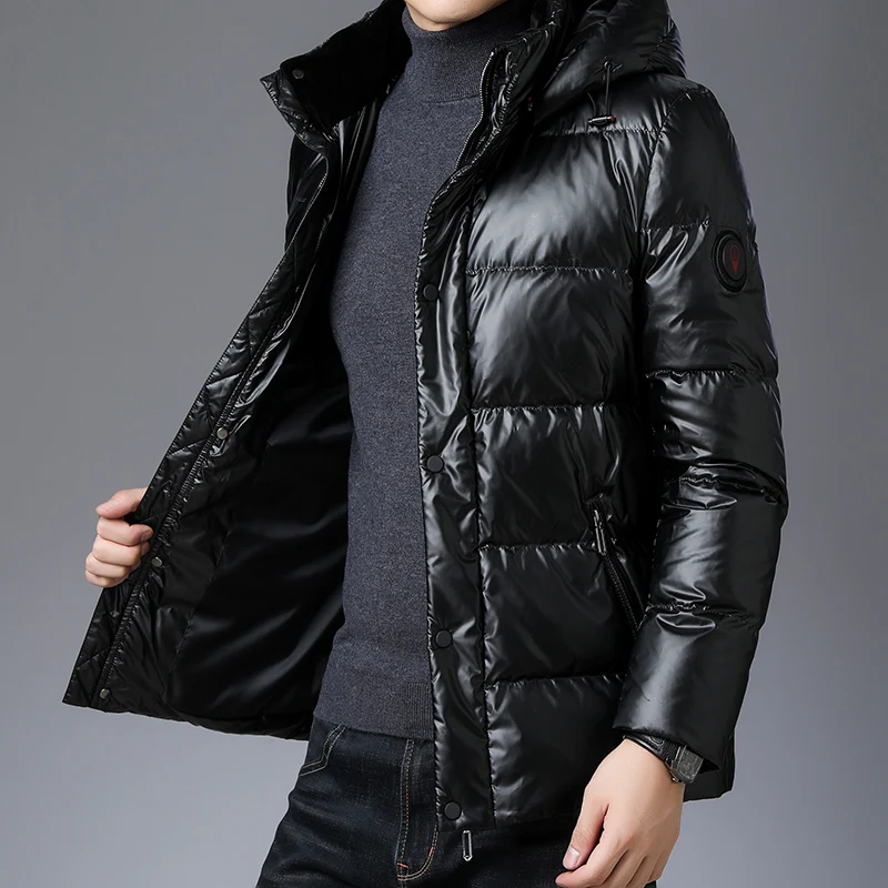 Высший сорт зимний модный брендовый пуховик для мужчин с капюшоном Корейская уличная одежда пуховое пальто утиный пух теплая мужская одежда