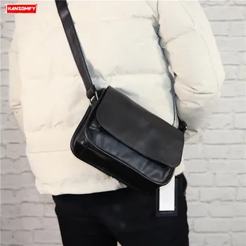 

New Leather Men Crossbody Shoulder Bag Small Bag Vintage Messenger Bags Casual Diagonal Cross Wind Man Soft Unisex PU
