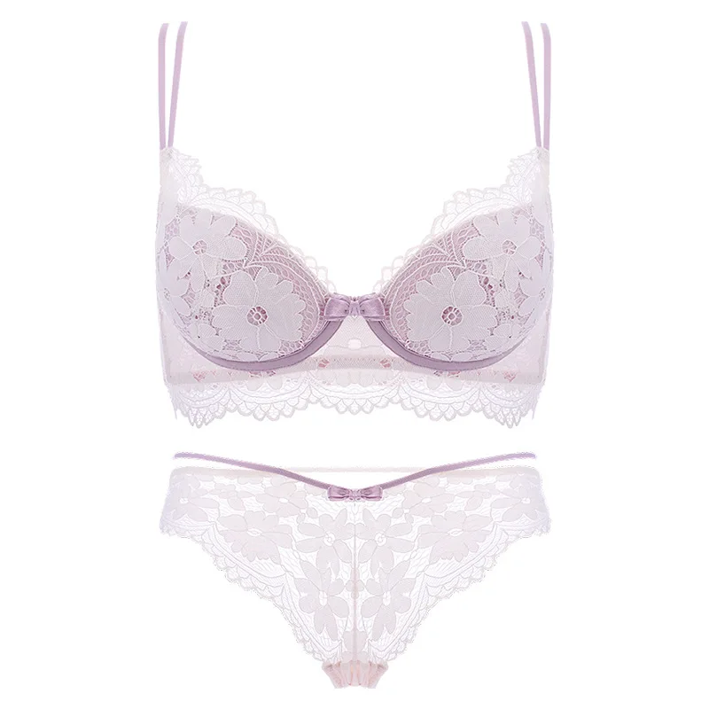 Sexy Charming Simple Generous Appearance Lace Gather Light Bra With Padded Women No Wire Brassiere Seamless Breathable Lingerie