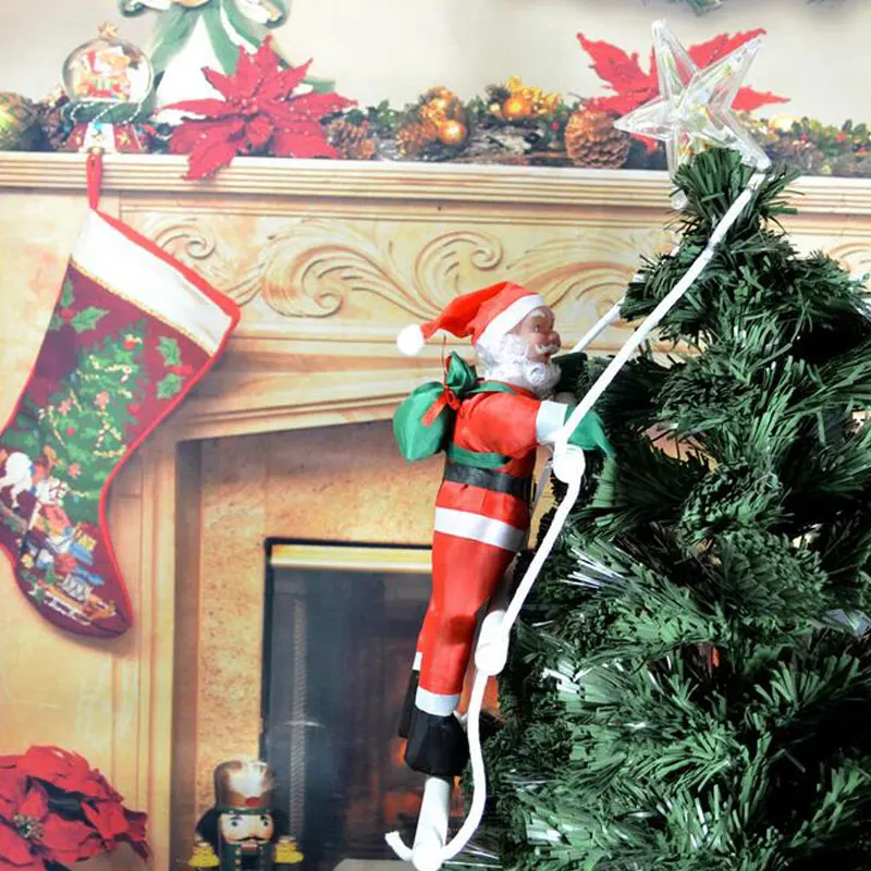30 см, Санта-Клаус, скалолазание на веревочной лесенке для рождественской елки, подвесные, рождественские, рождественские, вечерние, для домашней двери, настенные украшения