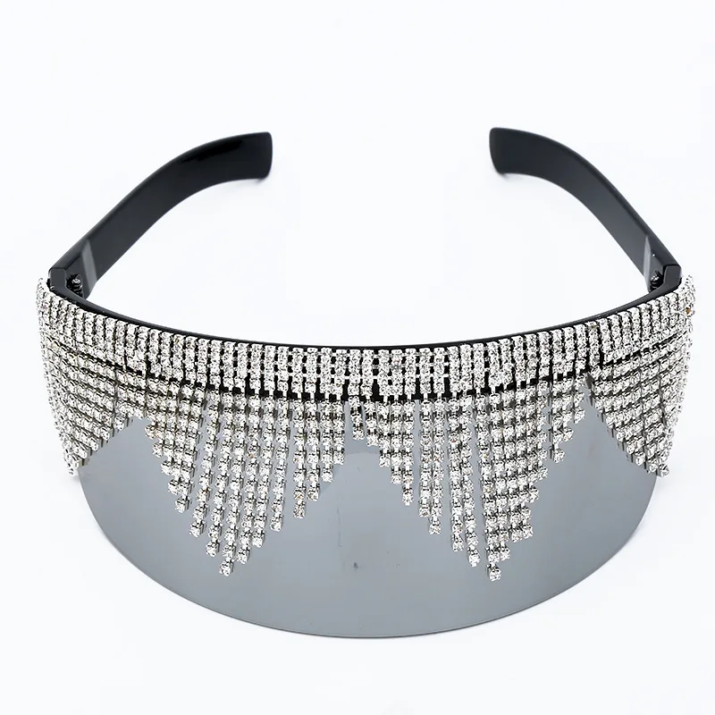 47106 роскошные солнцезащитные очки большого размера с зеркальным бриллиантом для мужчин и женщин Мода UV400 - Цвет линз: C1 silver