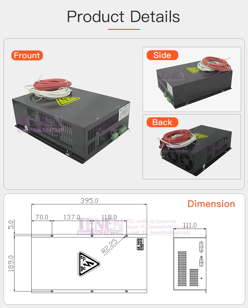 HY-T150-BL Co2 лазерный источник 110 В 220 В 150 Вт высоковольтный PSU Co2 лазерный источник питания для 300 Вт-800 Вт Co2 лазерная Складная трубка