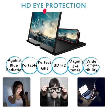 

12 Inch HD Phone Screen Amplifier Hand-free 3D Video Mobile Phone Magnifying Folding HD Video Stand for Smartphones Dropshipping