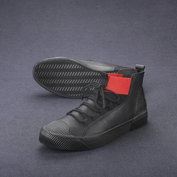

Best Selling Pu Leather Boots Men Mid-Top Casual Boot Men Anti-Slip Young Boy Casual Shoes Different Colors Men Flats Shoe Brand