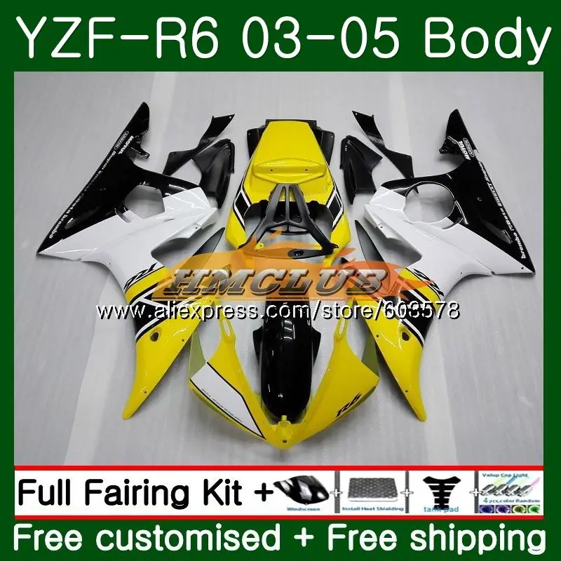 Корпус для YAMAHA YZF600 YZF R6 YZF-R6 2003 2004 2005 Кузов 54CL. 11 YZF 600 R 6 YZF-600 YZFR6 03 04 05 Обтекатели Топ желтого цвета