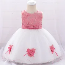 Стиль, для маленьких девочек, принцесса, пухлый официальный цельнокроеное платье газовое праздничное платье с цветами для девочек и мальчиков платье для малышей