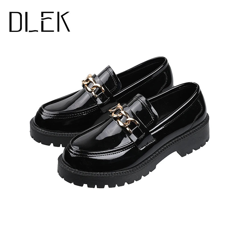 DLEK-zapatos informales para mujer, mocasines hechos a mano con plataforma suave, poco profundos, estilo británico, Vintage, Y2k
