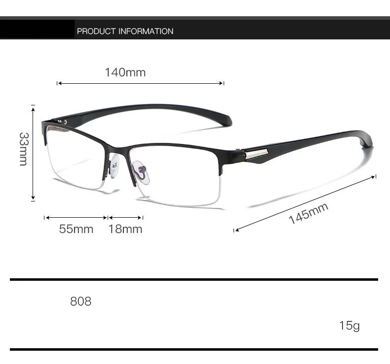 Металлический корпус с плоскими стеклами и половинной рамкой готовой близорукость очки Для женщин Для мужчин близорукие студент диоптрий-1,0-1,5-2,0-2,5-3,0-3,5-4,0-4,5-5,0-6,0