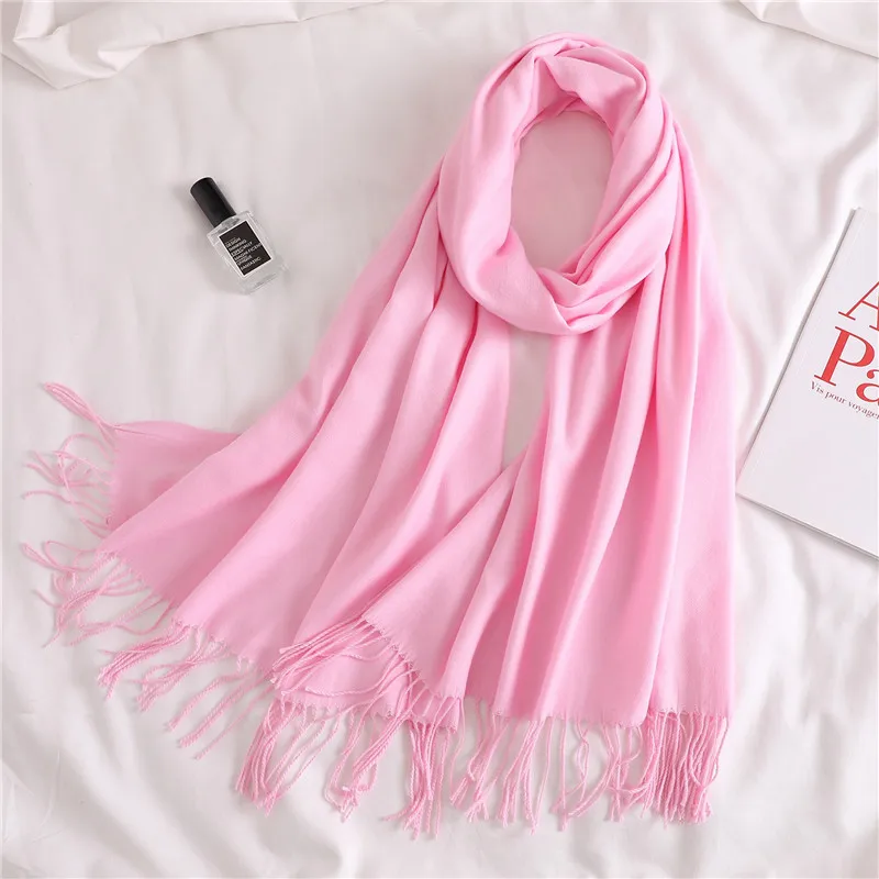 color 4 Women Winter Scarf Pure Cashmere Scarves Thick Neck Warm Headband Hijab Lady shawls Wraps Blanket Pashmina Female Echarpe - Цвет: color 4