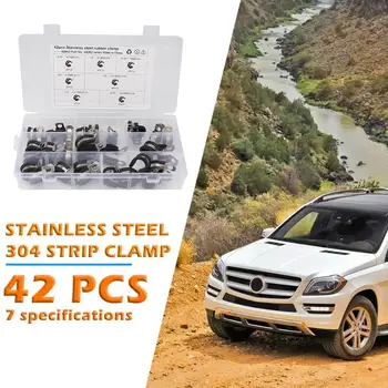 

42pcs Stainless Steel Rubber Lined P Cable Clips Hose Pipe Clamps 7 Sizes for Ship House UTV Industrial Hose Steel Pipe Cable