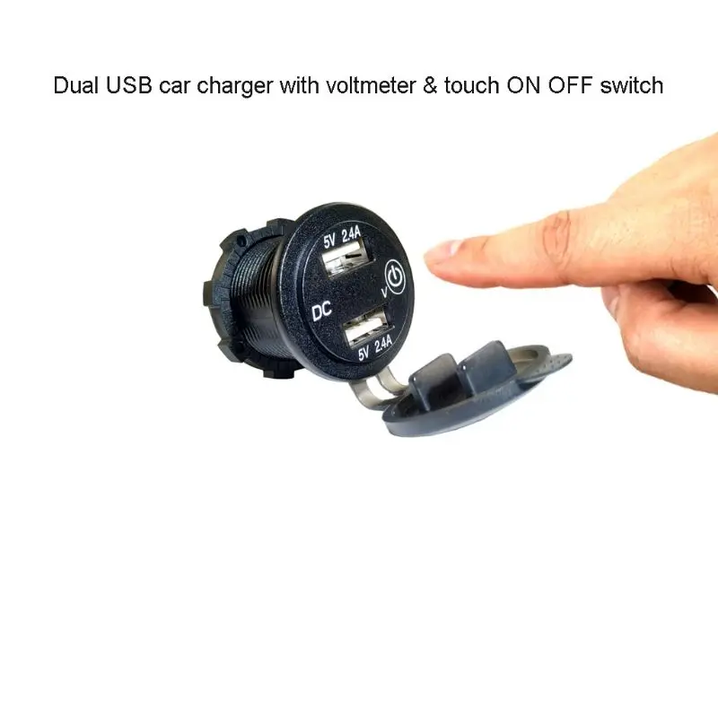 Автомобиль 2.4A USB зарядное устройство вольтметр сенсорный переключатель для лодки морской внедорожник Грузовик Мотоцикл
