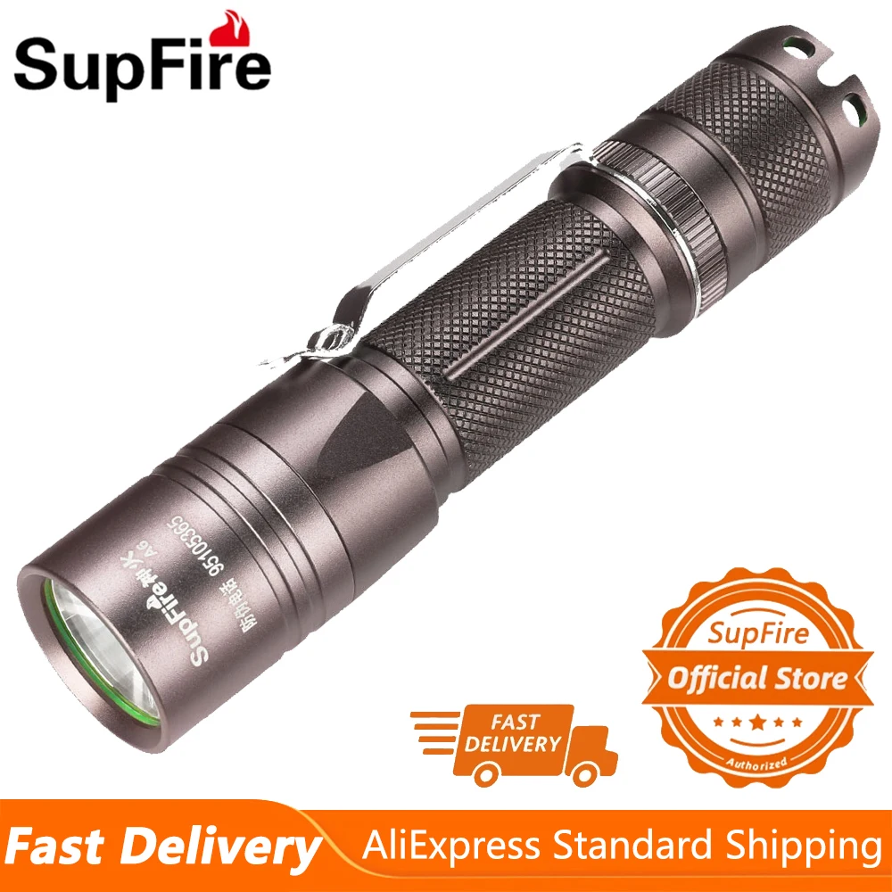 

Supfire A6 High Power LED Flashlight Mountaineering Remote Searchlight 18650 Rechargeable Glare Self-Defense Portable Torch