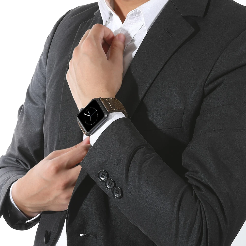 Ремешок для часов Iwatch, серебристый, черный, ремешок для наручных часов ручной работы, браслет из натуральной кожи для Iwatch, 38 мм, 40 мм, 42 мм, 44 мм