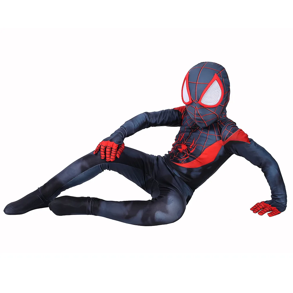 Для маленьких мальчиков с человеком-пауком в Spider-текстами и сюжетами из миль Моралес костюм зентай для косплея Детская футболка с рисунком Человека-паука и Боди Комбинезоны