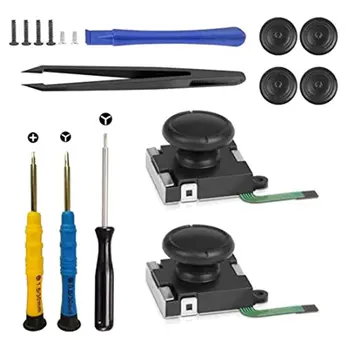 

3D Replacement Analog Joystick For Switch Controller With 4 Thumbstick Caps 3 Wing & Cross Screwdriver & Fixing Tools