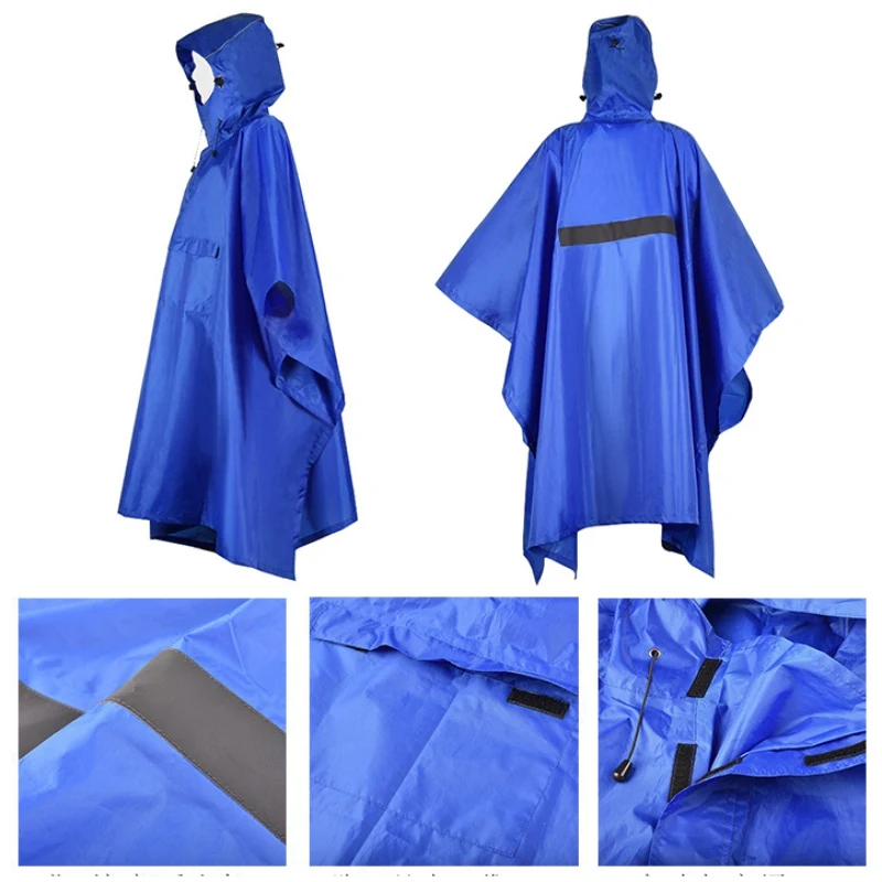 

Rain Jacket Hiking Cycling Hooded Raincoat Camping Multifunction Sun Shelter Reflective Fishing Poncho Hunting Rain Gear
