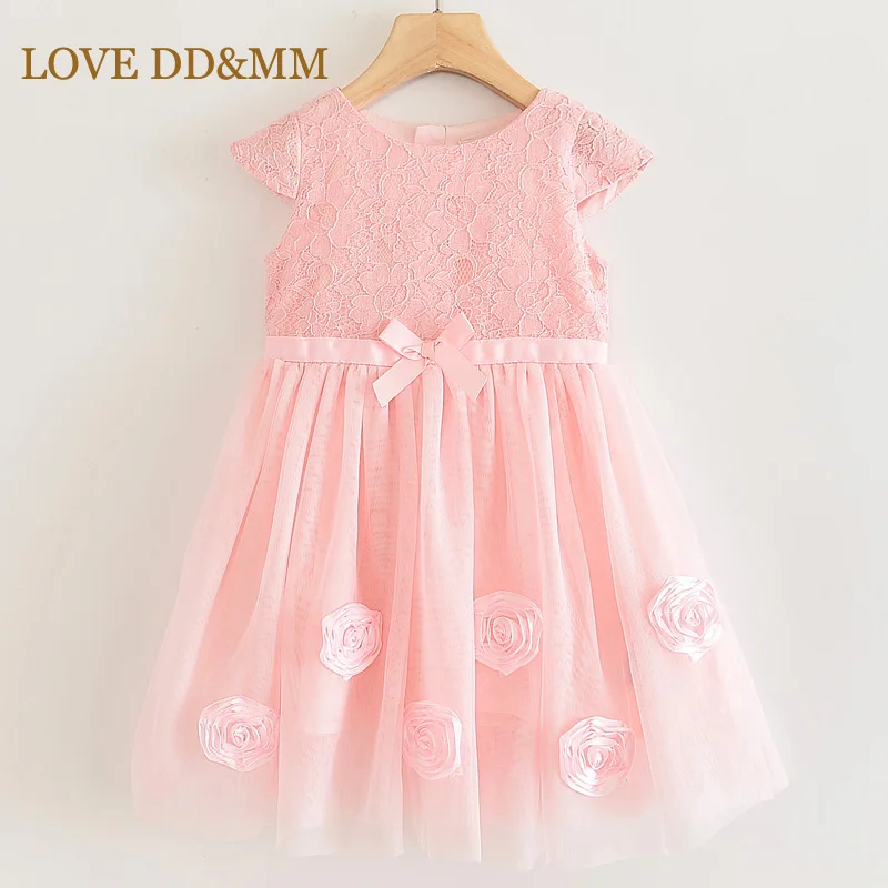 LOVE DD&ampMM Girls Dresses 2022 Summer New Sweet Lace three-dimensional Flowers bow short-sleeved Mesh Princess Vest Dress | Детская