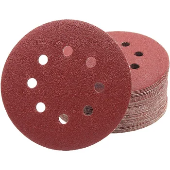 

100 Pcs of 125 mm 5-Inch Sandpaper Sandpaper, 8-Hole Disc Sandpaper, Sandpaper 120 Mesh, for Polishing Tool Accessories
