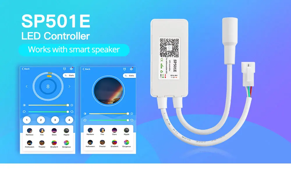 Светодиодное освещение Wi-Fi WS2812B контроллер управления DC5-24V SP501E Addressable RGB полоса Amazon Alexa Smart SPI голосовое приложение управление для Andriod/iOS