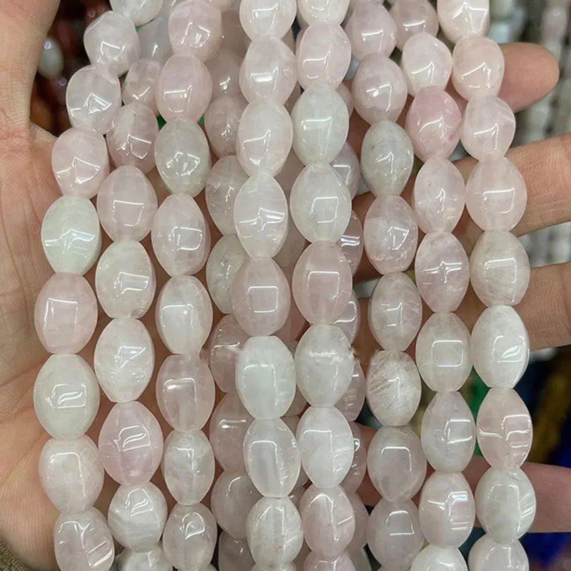 Natural Stone 10x14mm Hexagon Rice Beads For Jewelry Making 15