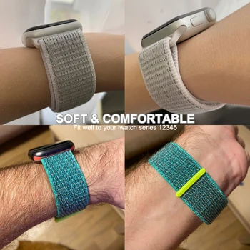 

Nice Band For Apple Watch Series 3/2/1 38MM 42MM Nylon Soft funda Replacement Strap Sport Loop for iwatch series 4 40MM44MM