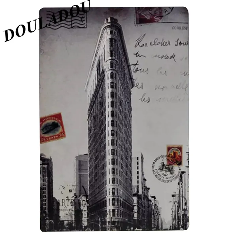 [Douladou] Big Ben Arc de Triomphe строительные работы жестяная вывеска магазин Паб Клуб Бар Отель украшения стены Винтаж Бар Decor20x30CM - Цвет: 12