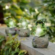 3 шт. статуи лягушки маленькие милые украшения сидя на каменные скульптуры открытый сад двора бассейн декоративные украшения для аквариума декор