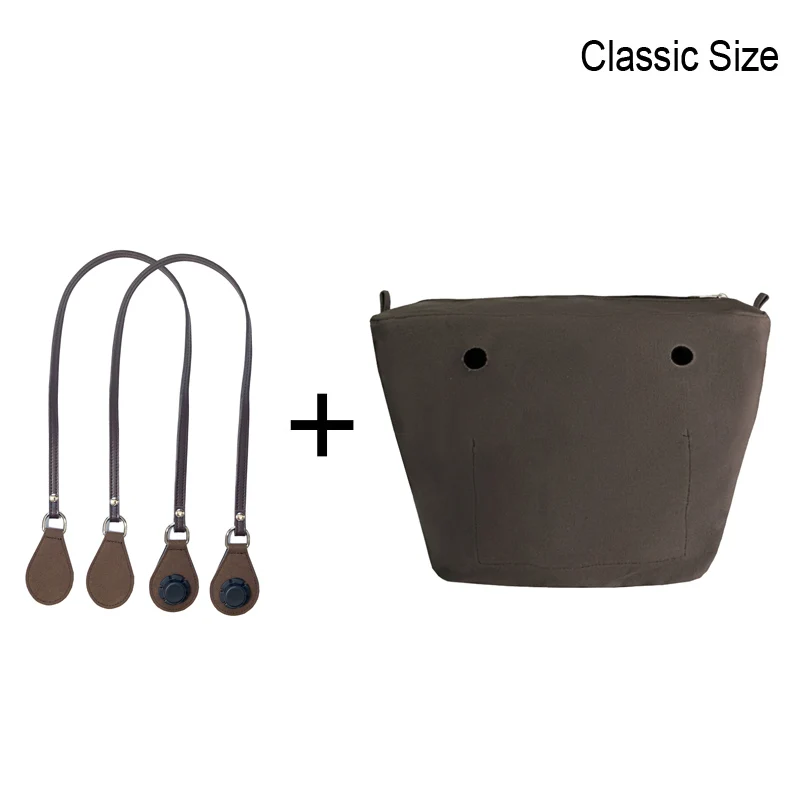 1set 85cm Long Microfiber Leather Handles with Canvas Floral Insert Inner Pocket for Classic Mini Obag O Bag Women Handbag 