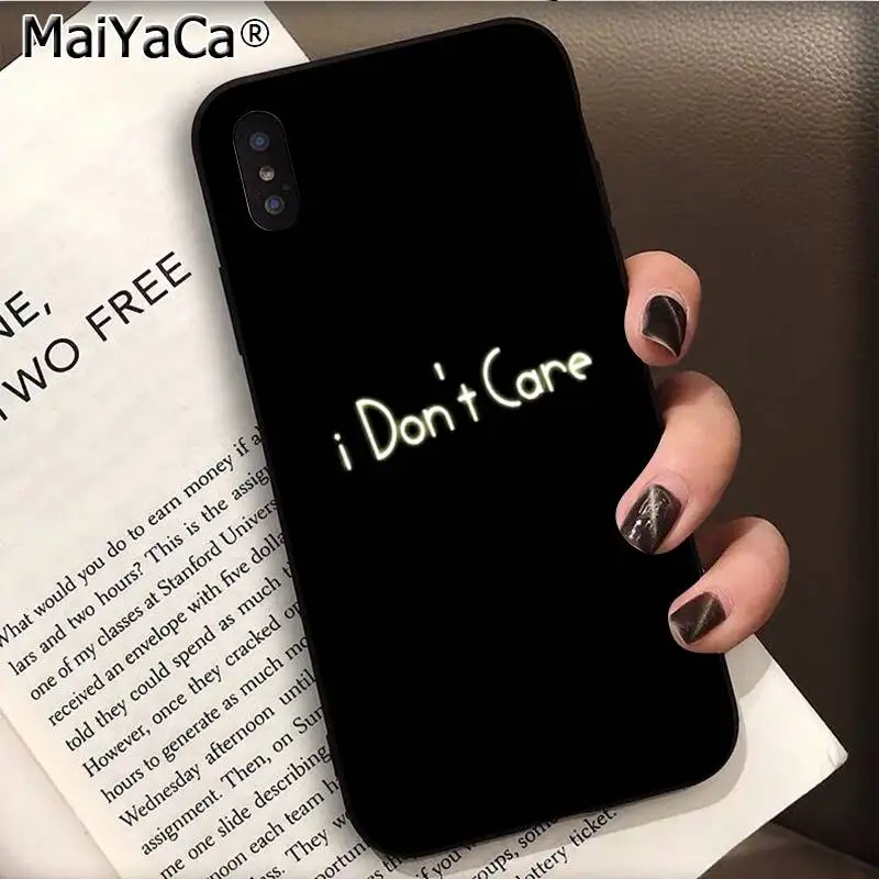 A6 MaiYaCa I don't care Text TPU Мягкий силиконовый чехол для телефона iPhone 11 pro XS MAX 8 7 6S Plus X 5 5S SE XR чехол - Цвет: A6