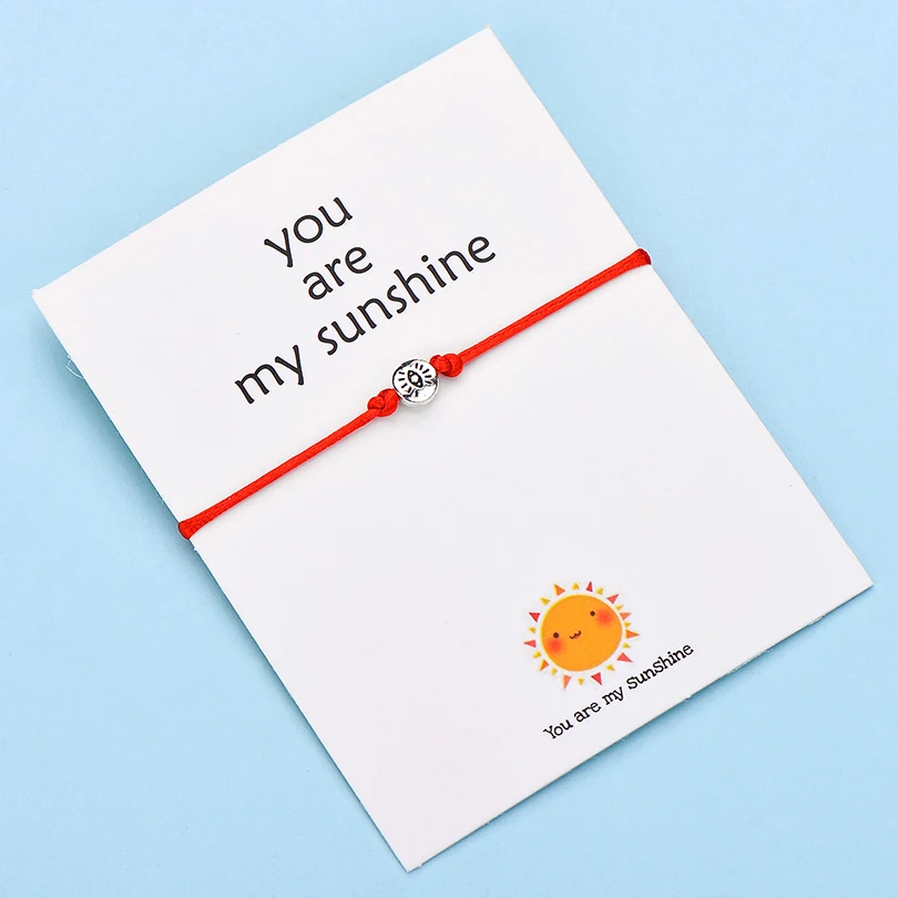 IYOE Wish Card You Are My Sunshine браслеты с глазами для женщин и мужчин, подарок на день рождения, винтажный браслет ручной работы с красной нитью