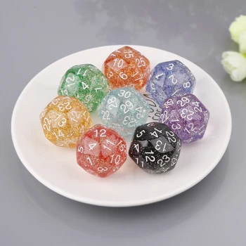 

2pcs 30 Sided Transparent Resin Dice Dungeons&Dragon D&D RPG Board Game Club Toy