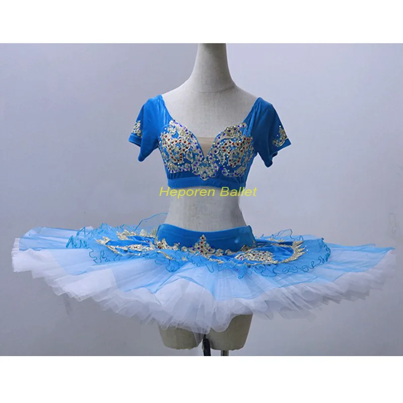 

New Arrival Swan Ballet Dress For Competitio turquoise Color, Professional top and skirt Split ballet TUTU for Le Corsaire