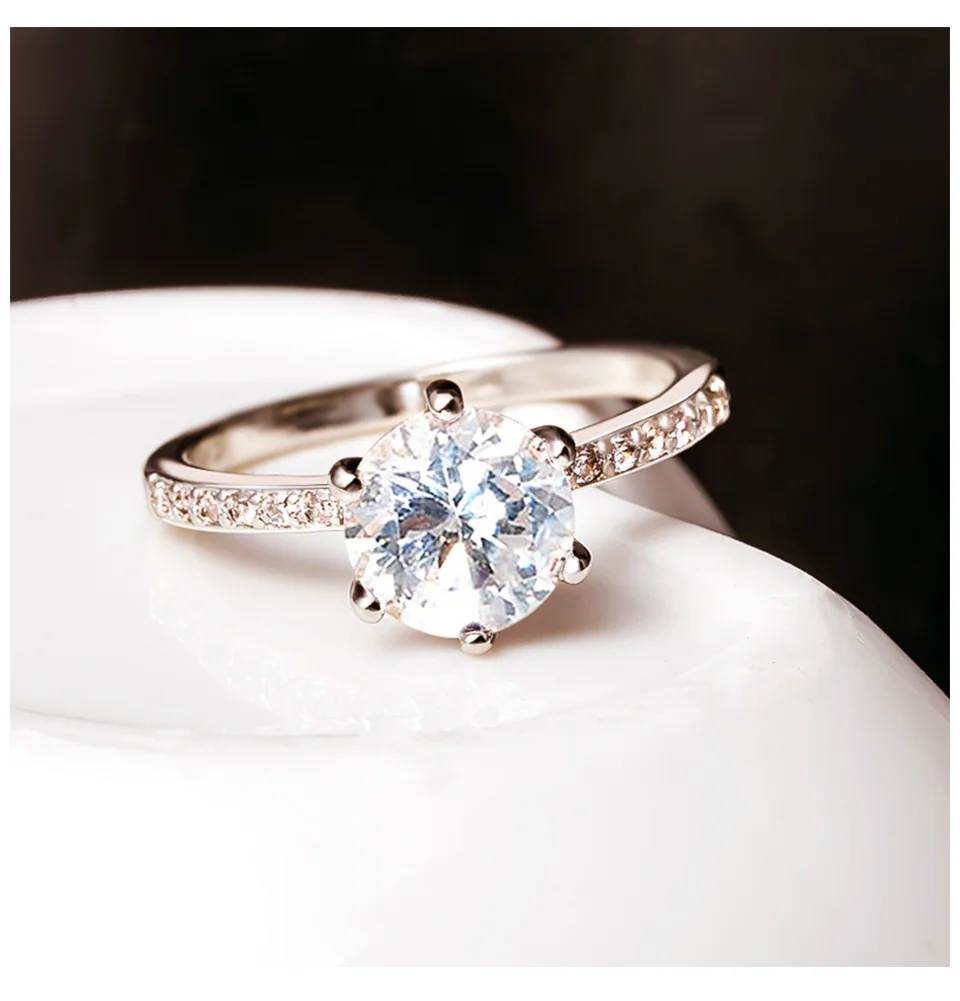 BICUX классическое обручальное кольцо 6 когтей дизайн AAA белый кубический циркон Модные женские обручальные кольца ювелирные изделия