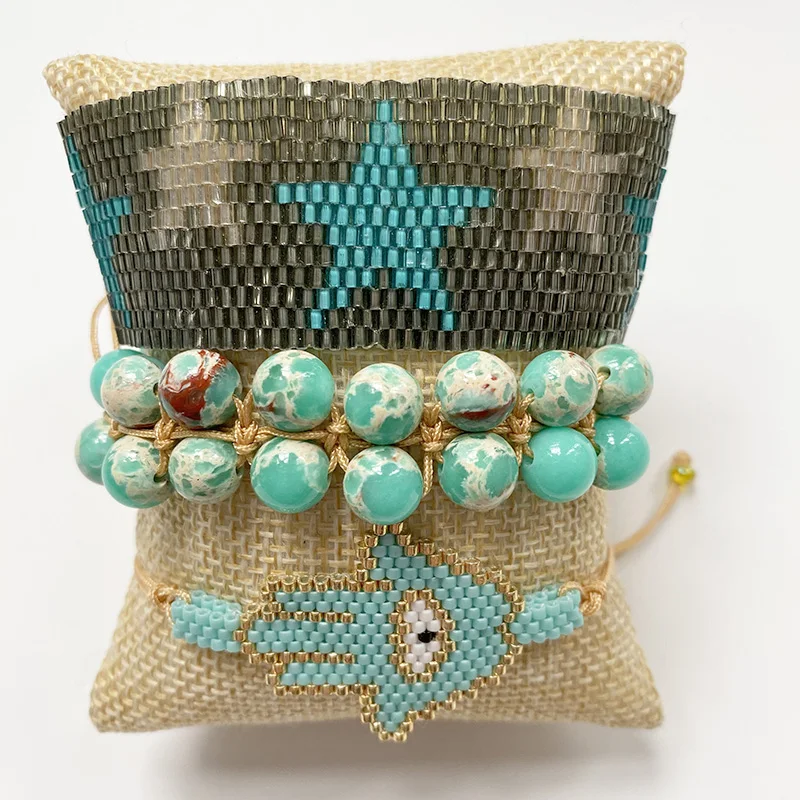 

Rttooas Star MIYUKI Bracelet Women Natural Stone Beaded Charm Bracelets Lucky Hamsa Bracelets Handmade Tassel Woven Pulseras