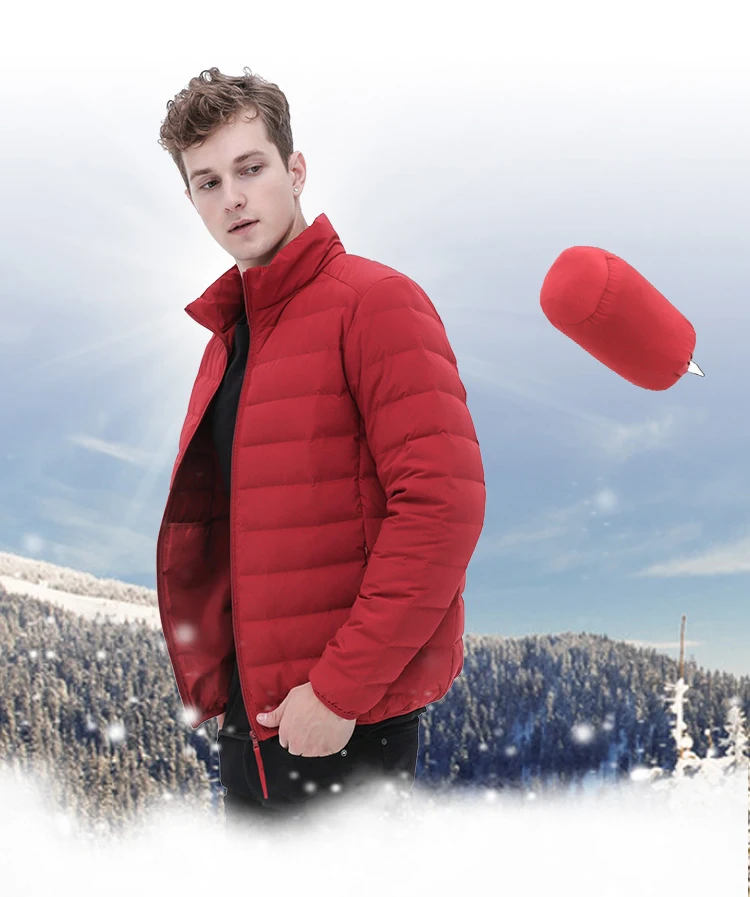Мужская пуховая куртка с воротником-стойкой, водонепроницаемые пуховые куртки, бесшовный зимний осенний теплый пуховик, верхняя одежда, пальто