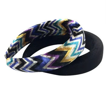 

Retro wide edge thick sponge hair band Amazon Simple high quality flannelette hair belt