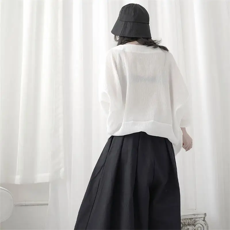 Ladies Casual Pants Spring And Autumn New Black High Waist Slim Irregular Super Loose Design Wide Leg Trouser Skirt