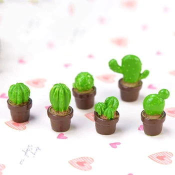 

Mini Lovely Green Potted Plants Lovely Cactus Desert Cacti Home Ornament Small Statue Little Figurine Crafts Decoration