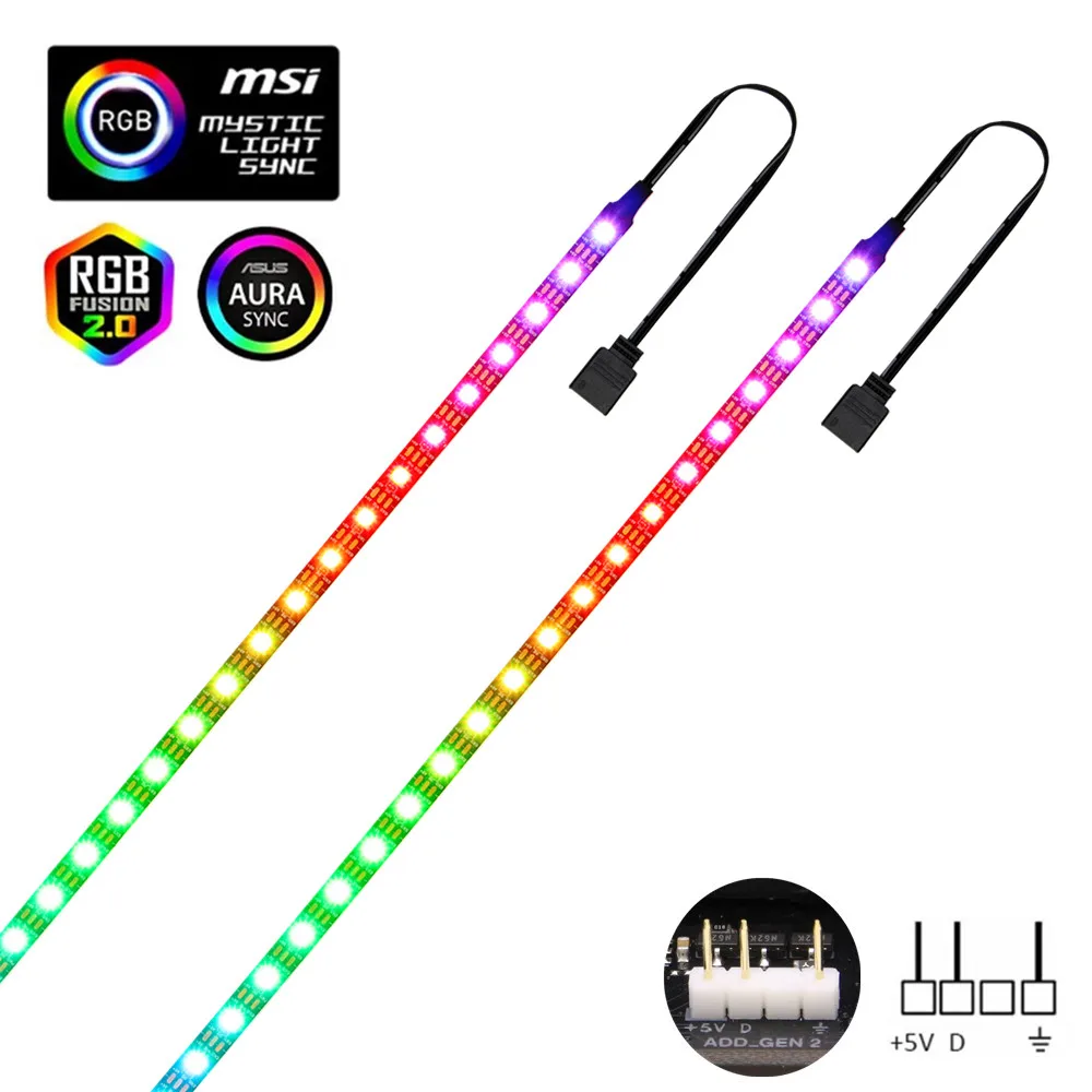 Светодиодная RGB лента WS2812b Адресуемая для ПК ASUS Aura SYNC MSI Mystic светильник GIGABYTE Fusion2.0