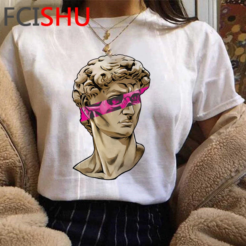 New Michelangelo Funny Cartoon Tshirt Women Grunge Aesthetic Hand Print T-shirt Graphic Oversized Tshirt Casual Top Tees Female