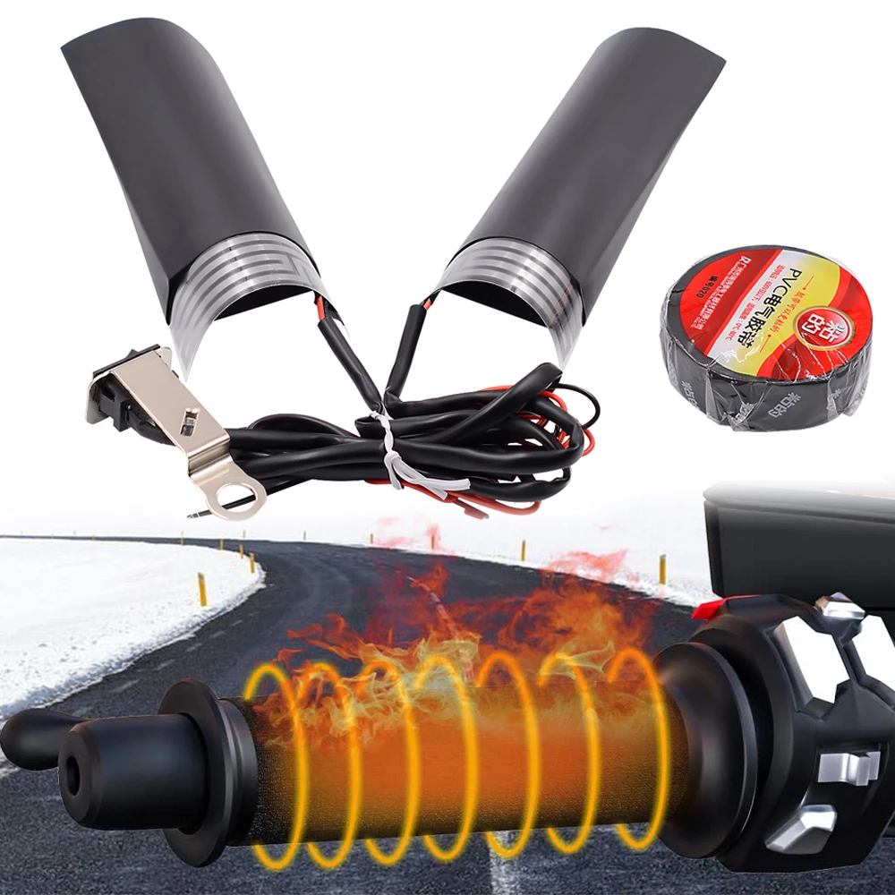 

Heated Motorcycle Grip Cover Pad Winter Electronic Bike ATV 12V Motorbike Hand Grip Handlebar Warm HOT Heater