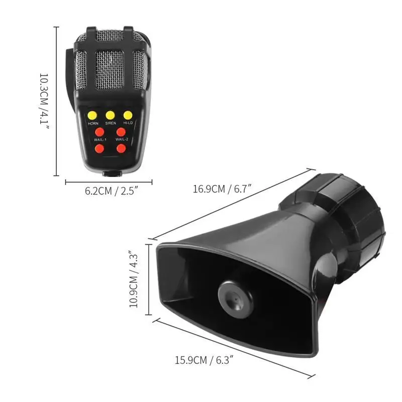 Onever Car Alarm Horn 7 Tone Sound Car Recording Emergency Siren Horn Mic PA Speaker System Emergency Amplifier Hooter Universal