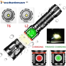 T6/l2 super brilhante led lanterna usb linterna led ponta de energia da tocha zoomable bicicleta luz 18650 recarregável para acampar(China)