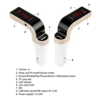 

4-in-1 Hands Free Wireless Bluetooth FM Transmitter Car Accessories Modulator LCD Kit Player SD USB AUX G7 MP3 Car F7R5 hot sale
